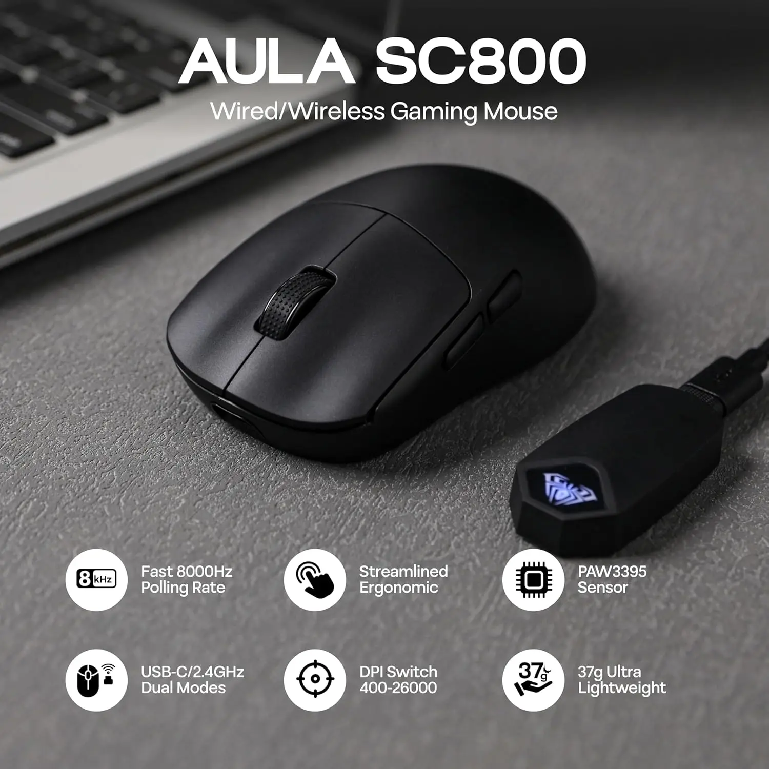 AULA SC800 Gaming Mouse USB-C  - Gaming Console Buttons ulasan dan harga
